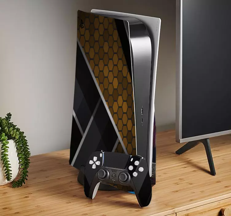 Vinil autocolante skin PS5 Textura de ouro abstrata - TenStickers