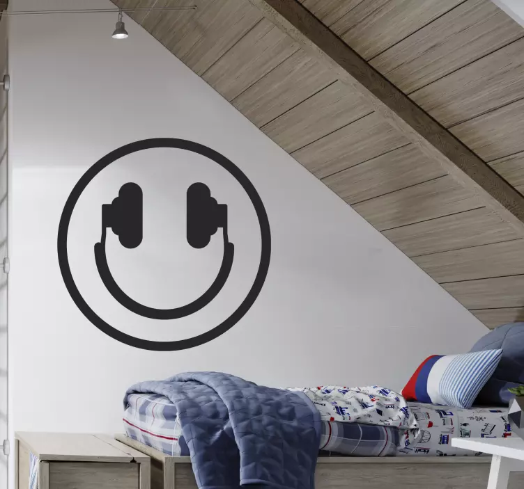 Vinilo decorativo cara feliz auriculares - TenStickers