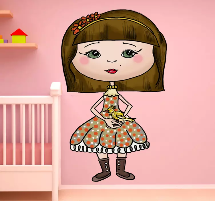 vinis decorativos crianças menina pássaro - TenStickers