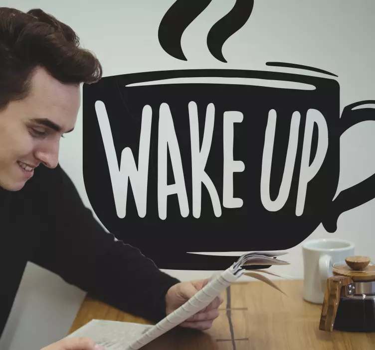 Autocolantes decorativos de outros textos Citação do café acordar - TenStickers