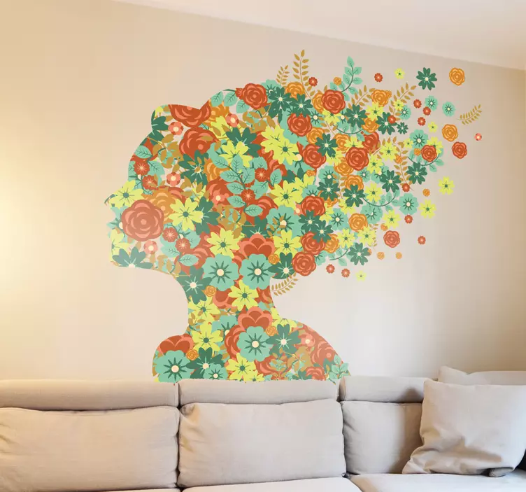 vinis decorativos floral cabelo senhora - TenStickers