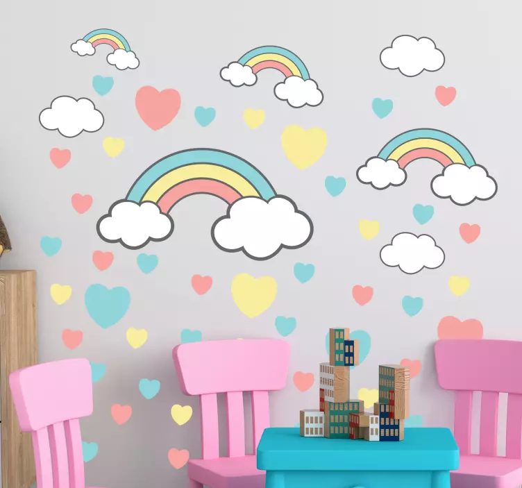 Autocolantes infantis Arco-íris e corações - TenStickers