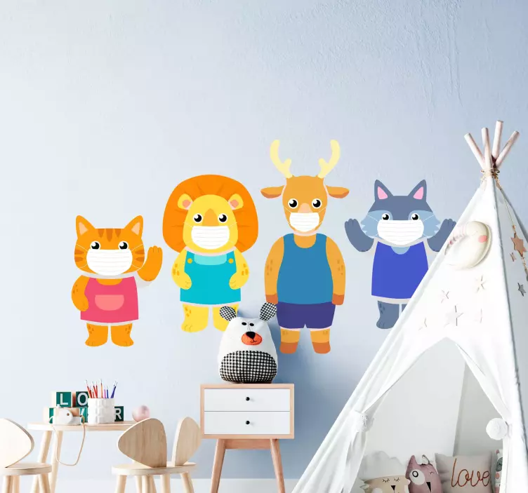 Adesivos para decoração de quarto infantil Animais fofos usando m - TenStickers