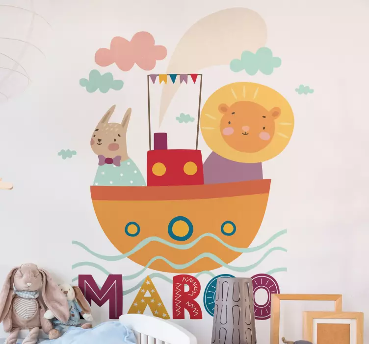Adesivos para decoração de quarto infantil Animais no transporte - TenStickers
