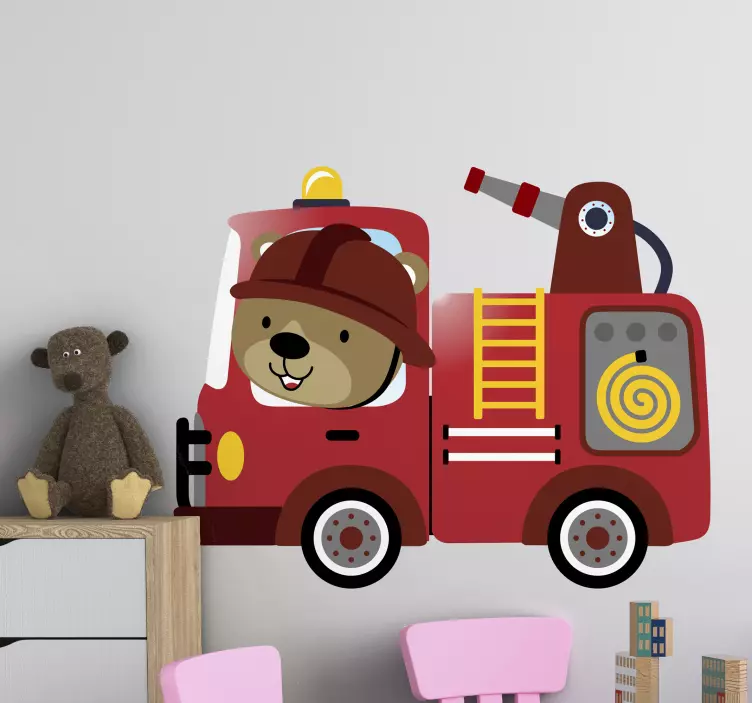 Adesivos para decoração de quarto infantil Bombeiro em ação com m - TenStickers