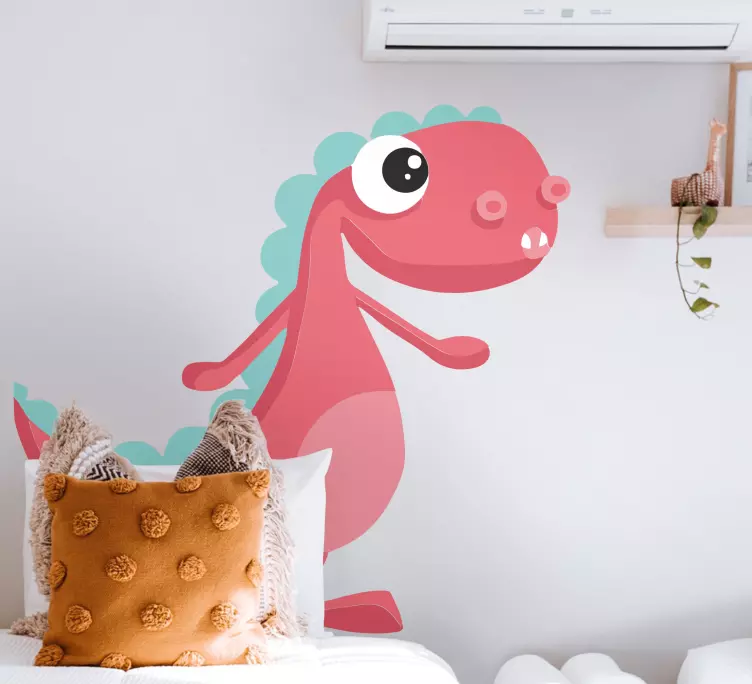 Adesivos para decoração de quarto infantil Dinossauro rosa com ol - TenStickers