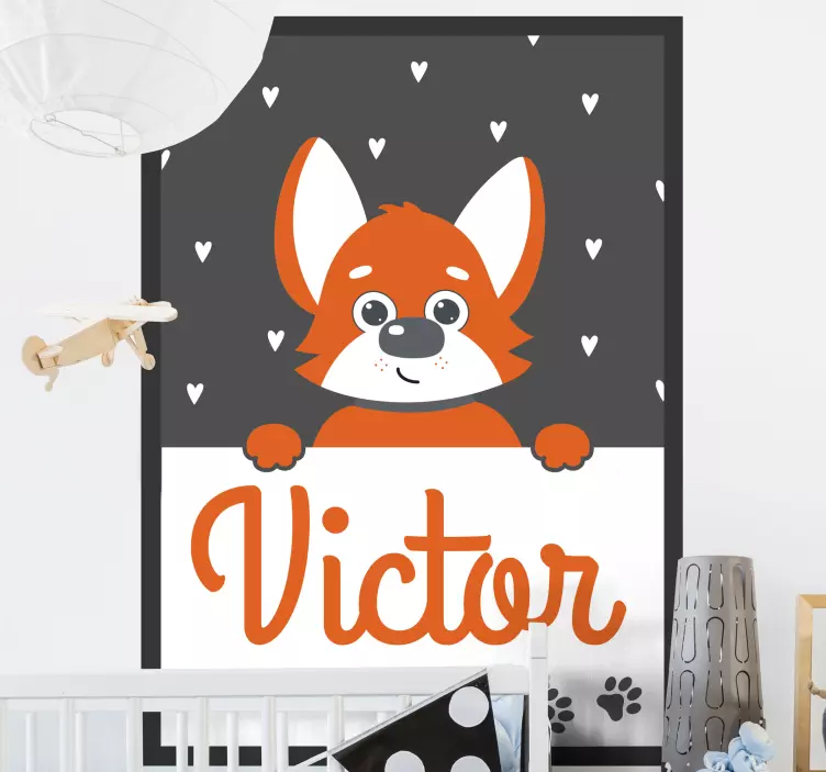 Adesivos para decoração de quarto infantil Pôster de cão com nome - TenStickers