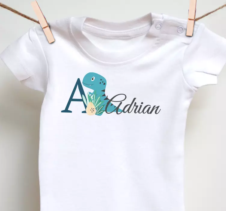 Animais fofos dino com T-shirtde bebê com nome - TenStickers