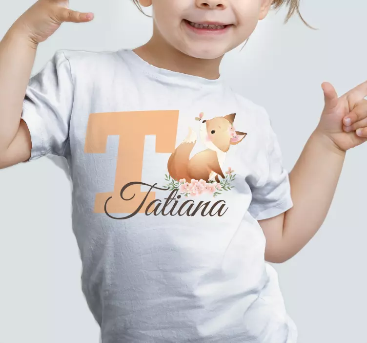 Animais fofos raposa com T-shirtde bebê com nome - TenStickers