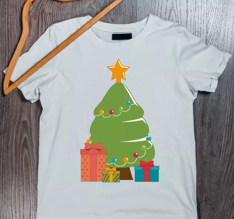 árvore de desenho animado com presente T-shirtde natal - TenStickers