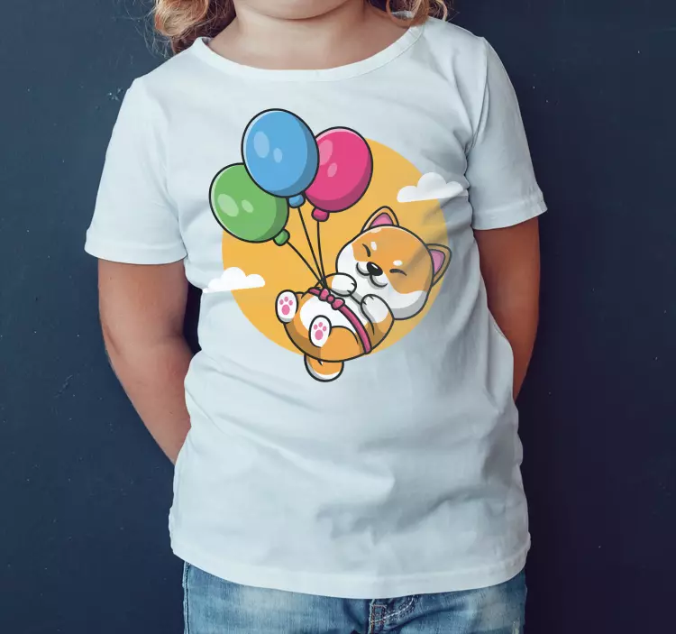 T-shirt infantil de cão chinês e balões - TenStickers