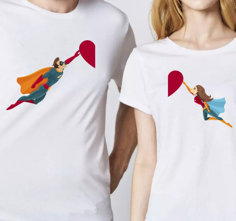 Super-heróis casal camisetas - TenStickers