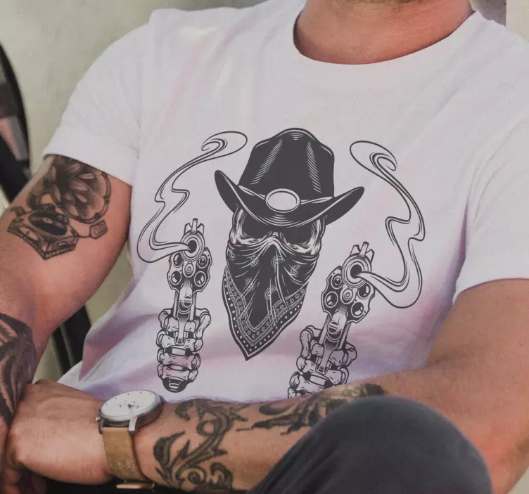 Caveira de cowboy e t-shirt bandana - TenStickers