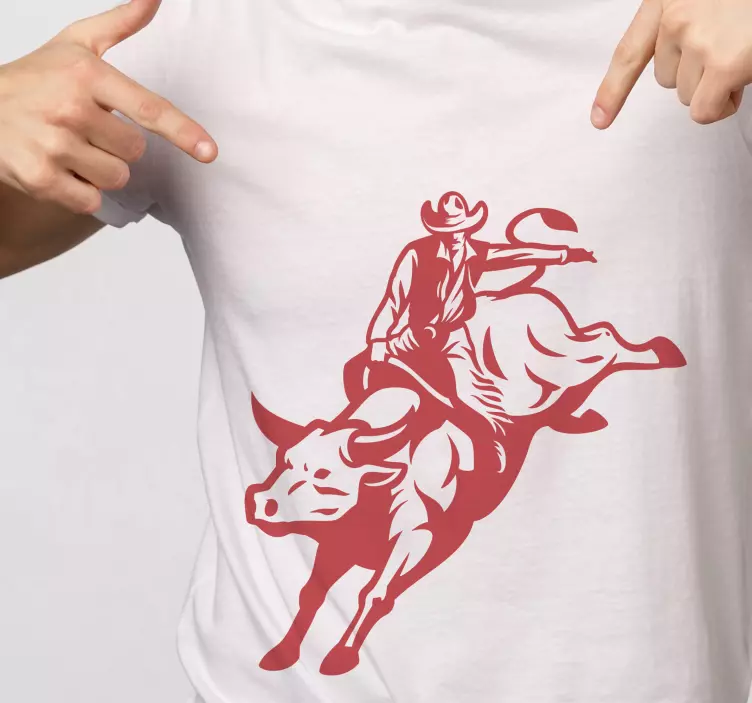 Cowboy montando uma camiseta de touro - TenStickers