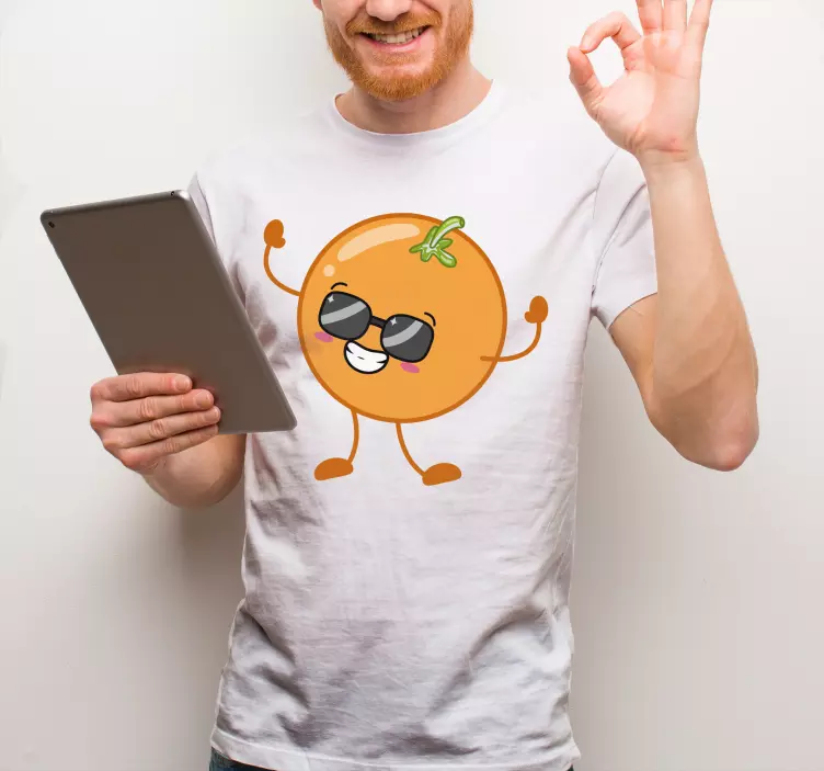 Cartoon laranja com t-shirt personalizada de óculos de sol - TenStickers