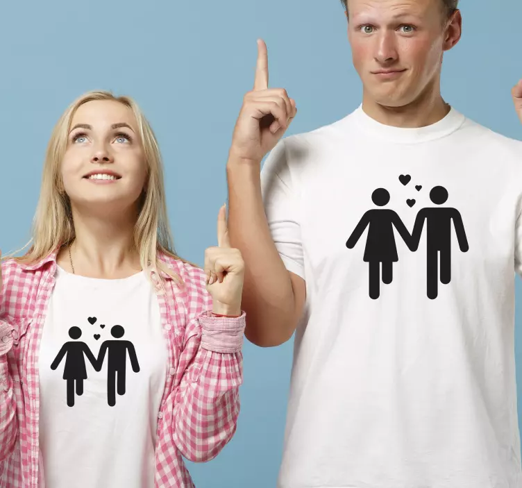 Dois personagens de mãos dadas algumas camisetas - TenStickers