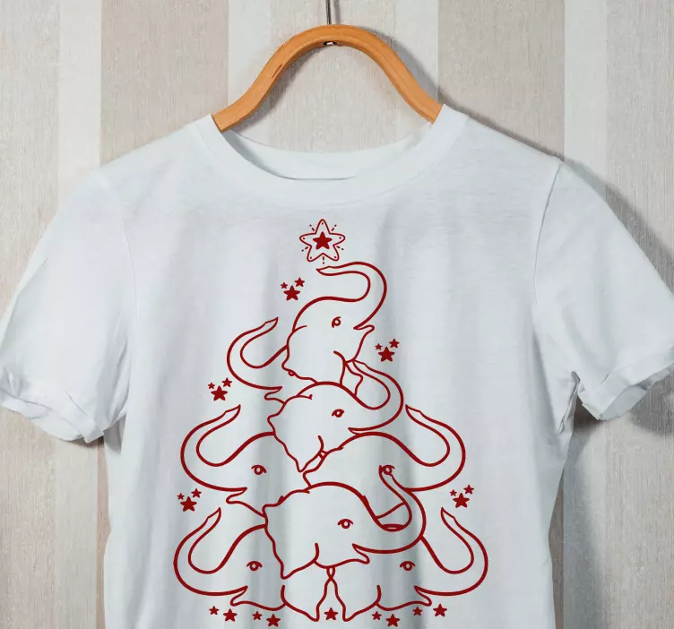 T-shirtde elefante árvore de natal - TenStickers