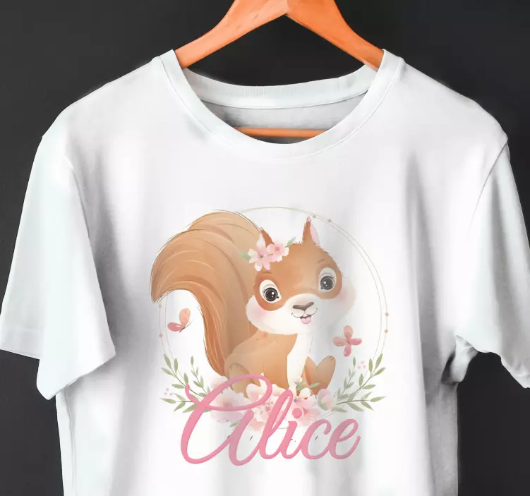 Esquilo fofo para menina com T-shirtde bebê com nome - TenStickers