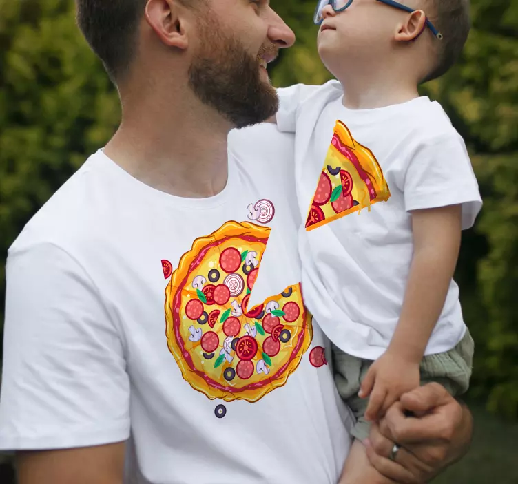 T-shirtde pai e filho fatia de pizza - TenStickers