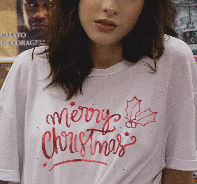 Feliz natal com T-shirtvermelha de natal - TenStickers