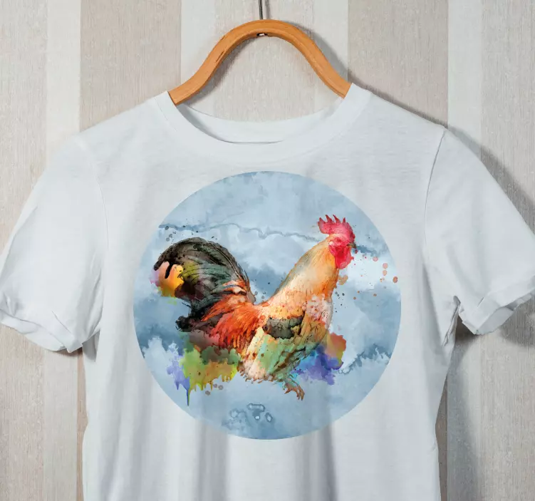 Galo pintado em aquarela t-shirt personalizada - TenStickers