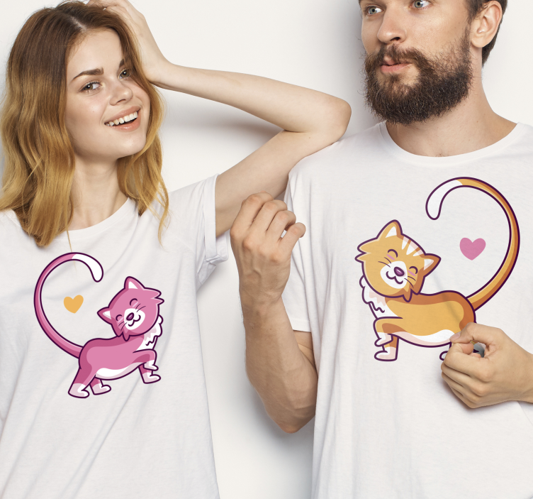 Gatos apaixonados casal camisetas - TenStickers