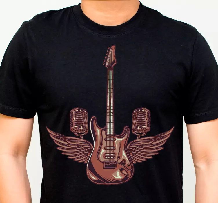 Ilustração de t-shirt personalizada de guitarra e microfones - TenStickers
