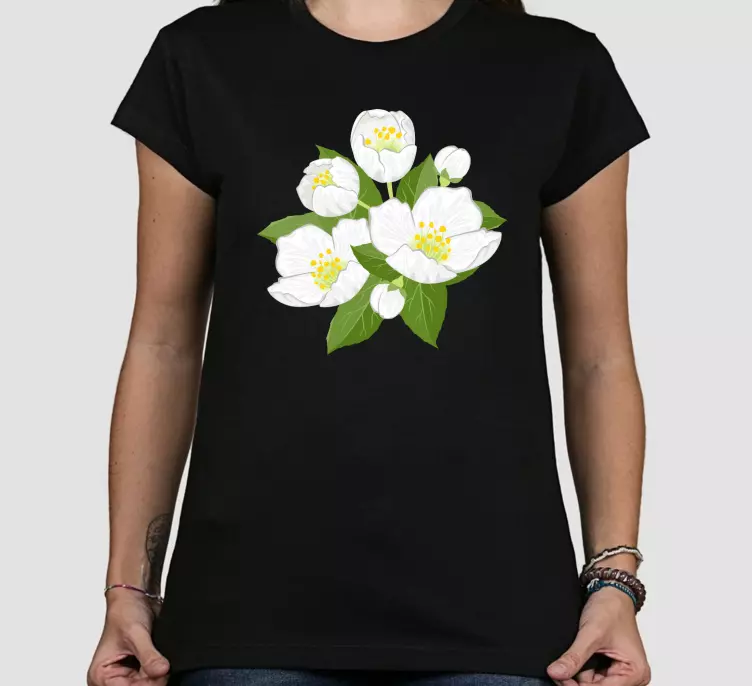 T-shirt personalizada com ilustração de flores de jasmim - TenStickers