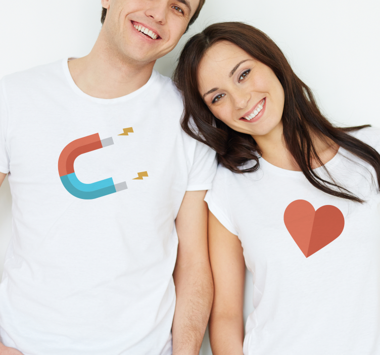 ímã e coração amor t-shirtsde casal - TenStickers