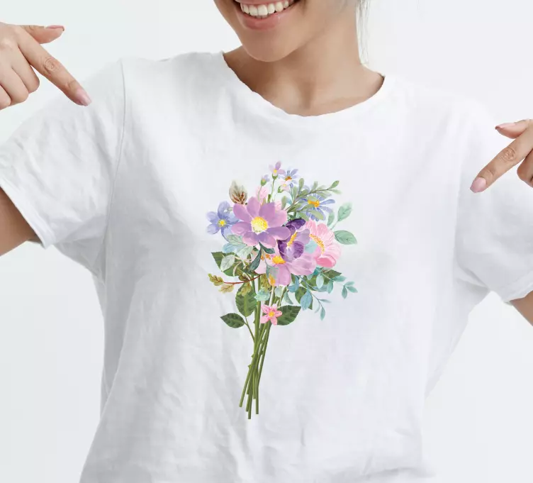 Linda T-shirtde buquê de flores rosa - TenStickers