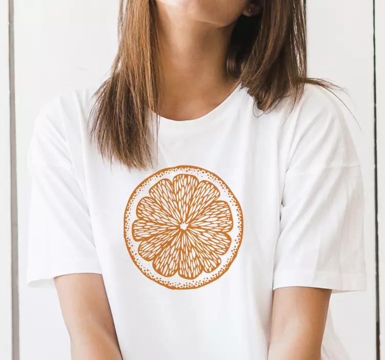 T-shirt feminina com desenho de mão laranja - TenStickers