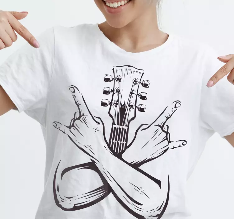 T-shirt personalizada de rock com mãos cruzadas - TenStickers