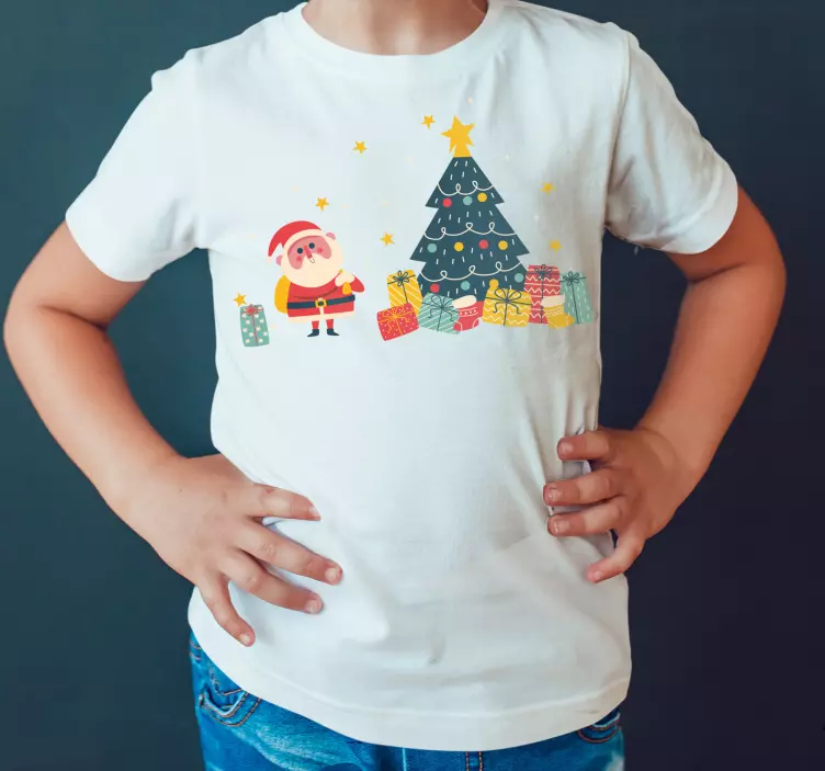 Papai noel fofo com presentes e T-shirtde estrelas - TenStickers