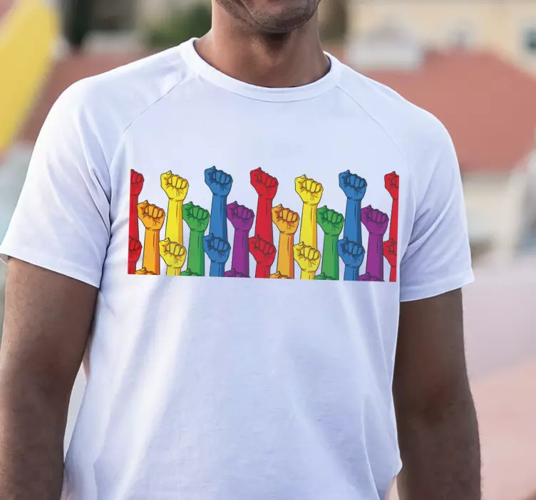 T-shirt personalizada punho nas cores do arco-íris - TenStickers