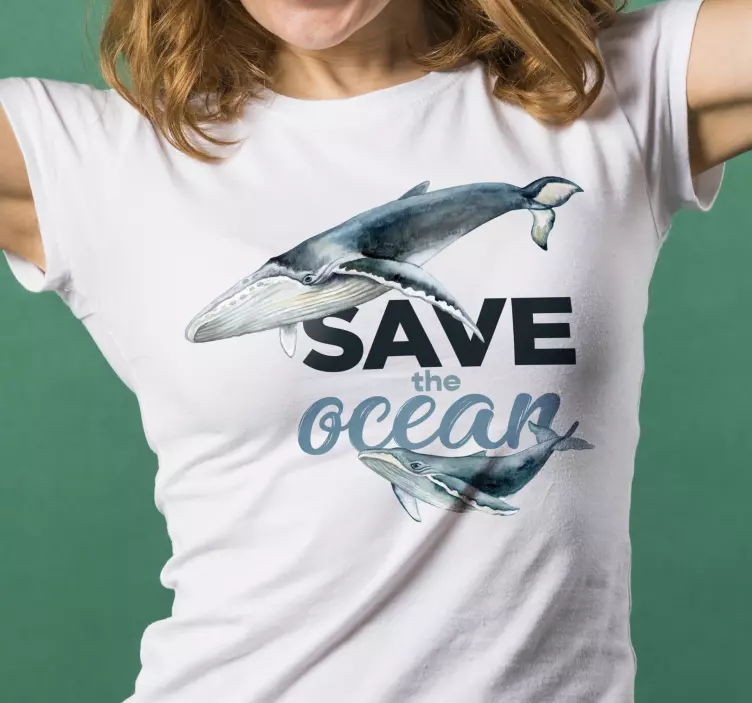 Salvar o texto do oceano com t-shirt dos peixes - TenStickers