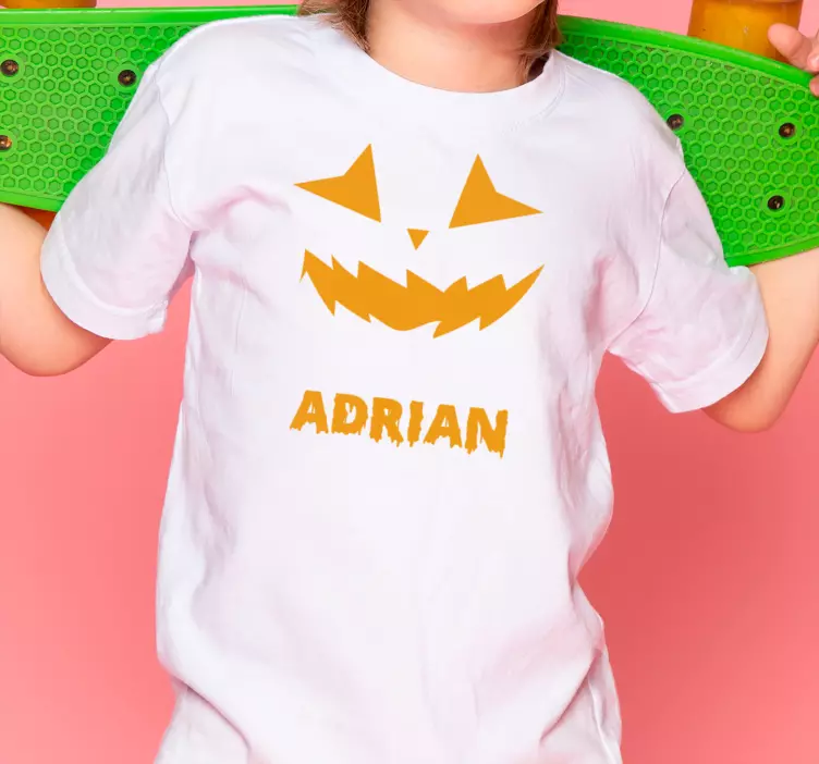Rosto de abóbora silhueta nome T-shirtde halloween - TenStickers