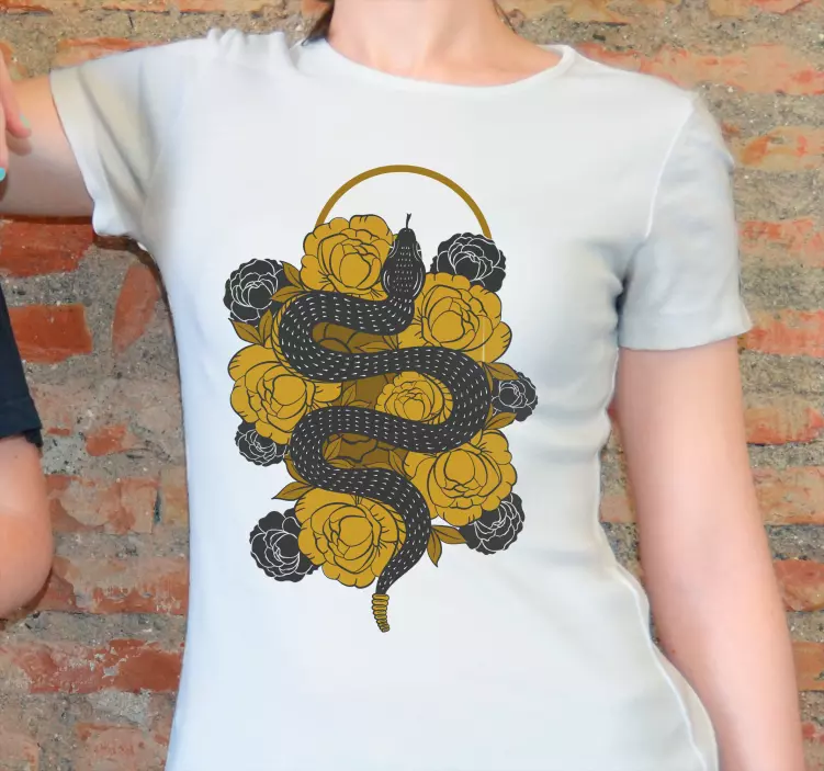T-shirt motivo floral de cobra - TenStickers