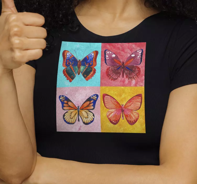 T-shirt borboletas multicoloridas - TenStickers