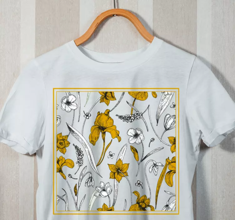 t-shirt personalizada com flores brancas e amarelas - TenStickers