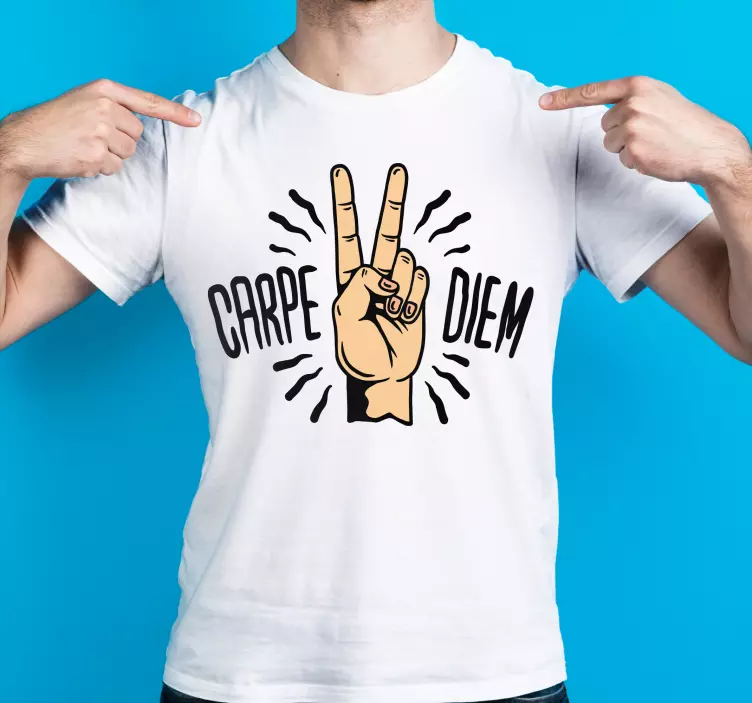 t-shirt personalizada carpe diem peace hand - TenStickers