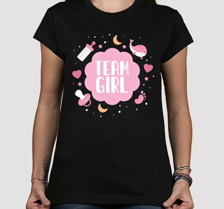 t-shirt personalizada com padrão do chá de bebê da menina da equi - TenStickers
