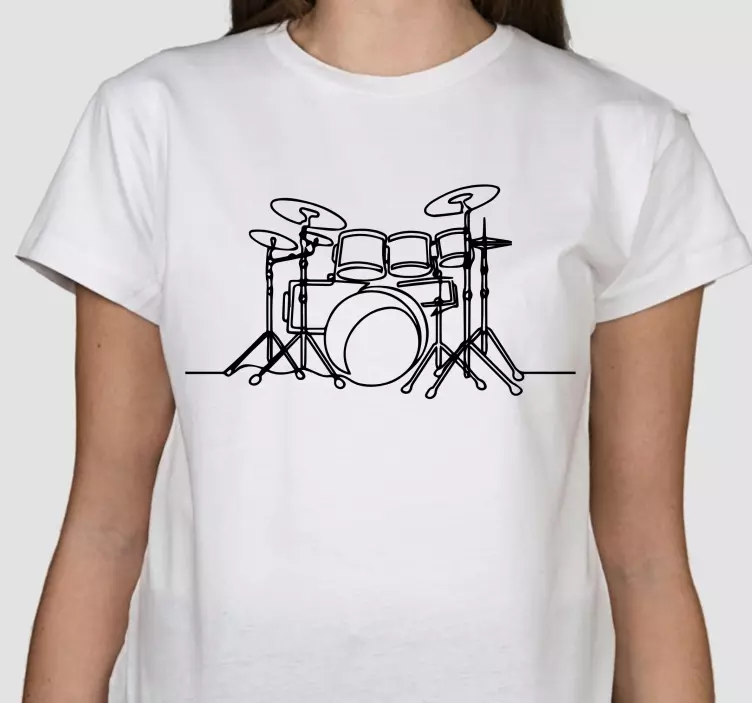 Line art drum produtoelegante t-shirt personalizada - TenStickers