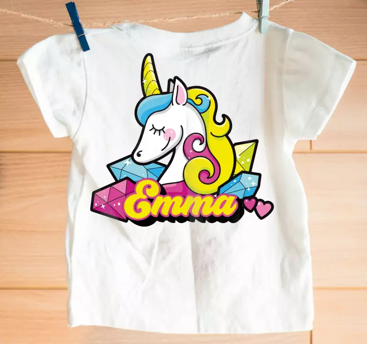 T-shirt crianças unicórnio colorido com nome - TenStickers