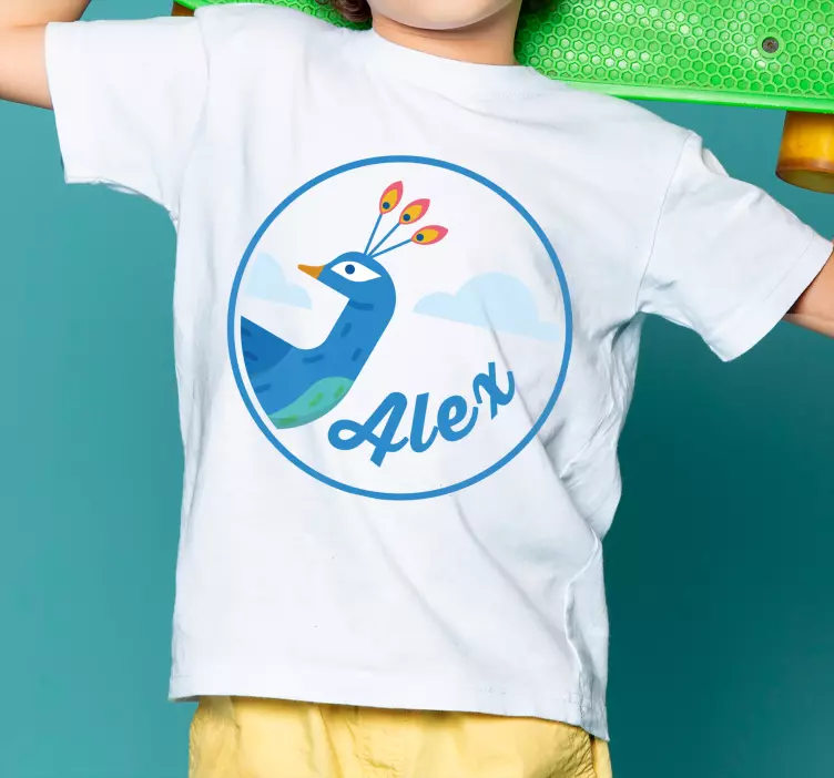 T-shirt crianças pavão com nome - TenStickers