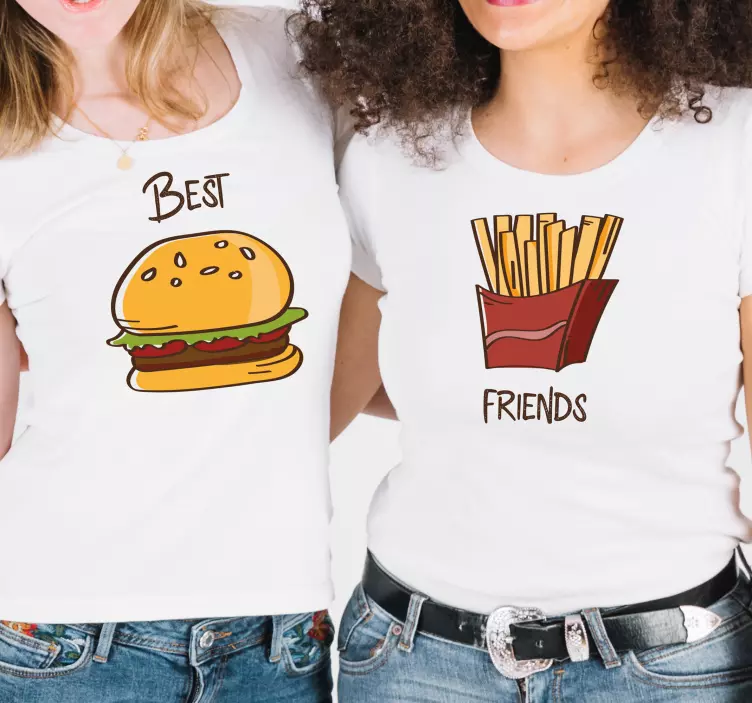 T-shirt personalizada dos melhores amigos com batatas fritas e ha - TenStickers