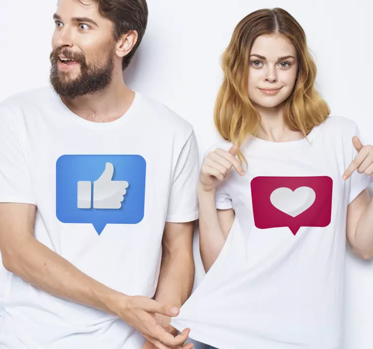 T-shirt de casais correspondência de mídia social - TenStickers