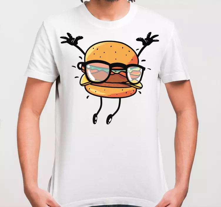 T-shirt personalizada dos desenhos animados de hambúrguer de quei - TenStickers