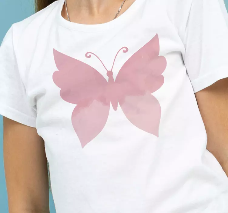T-shirt de senhora com borboletas cor-de-rosa - TenStickers