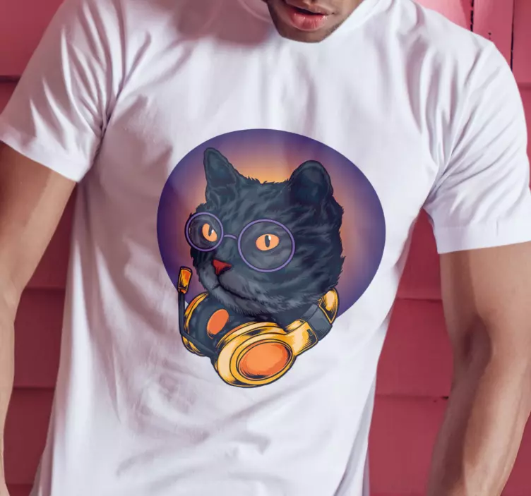 T-shirt gato com fones de ouvido - TenStickers