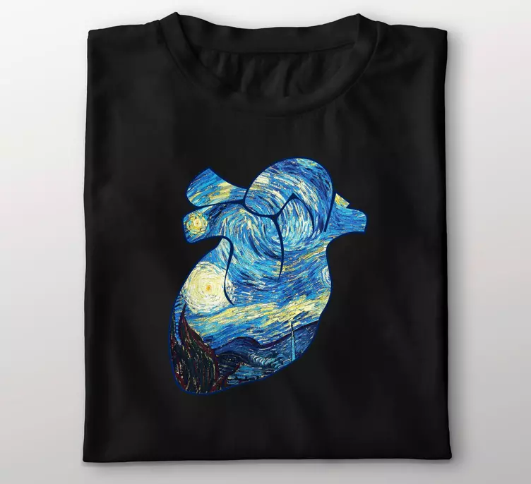 T-shirt inspirada em vincent van gogh noite estrelada - TenStickers